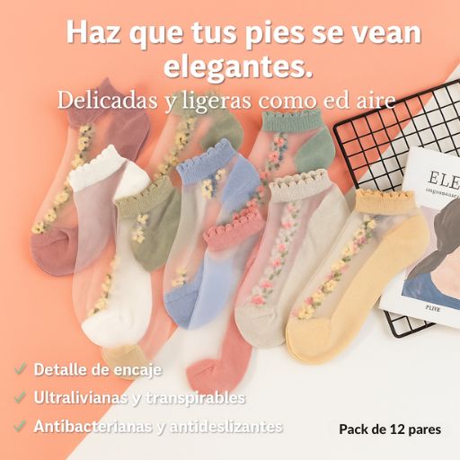 Medias LaceBrezzee™ femeninas, ligeras y seguras (12 pares)