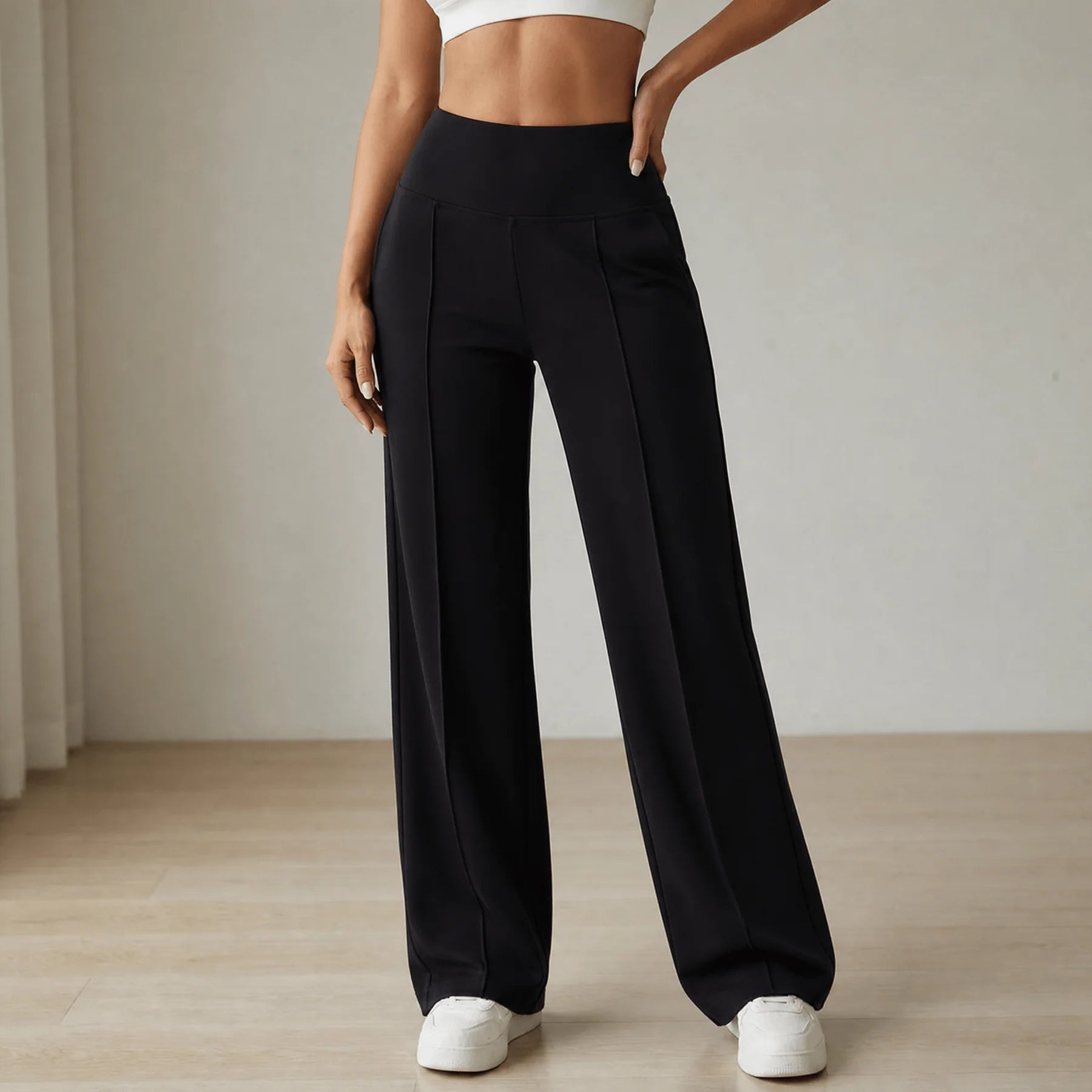 Elyra | Pantalones de yoga de pierna ancha para mujer con cintura cruzada